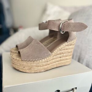 Marc Fisher Taupe Espadrille Wedges